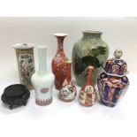 A collection of Oriental vases, tallest approx 27c