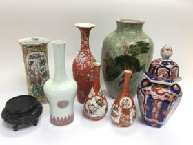 A collection of Oriental vases, tallest approx 27c