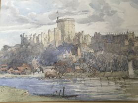 A framed watercolour study of Windsor Castle unsig