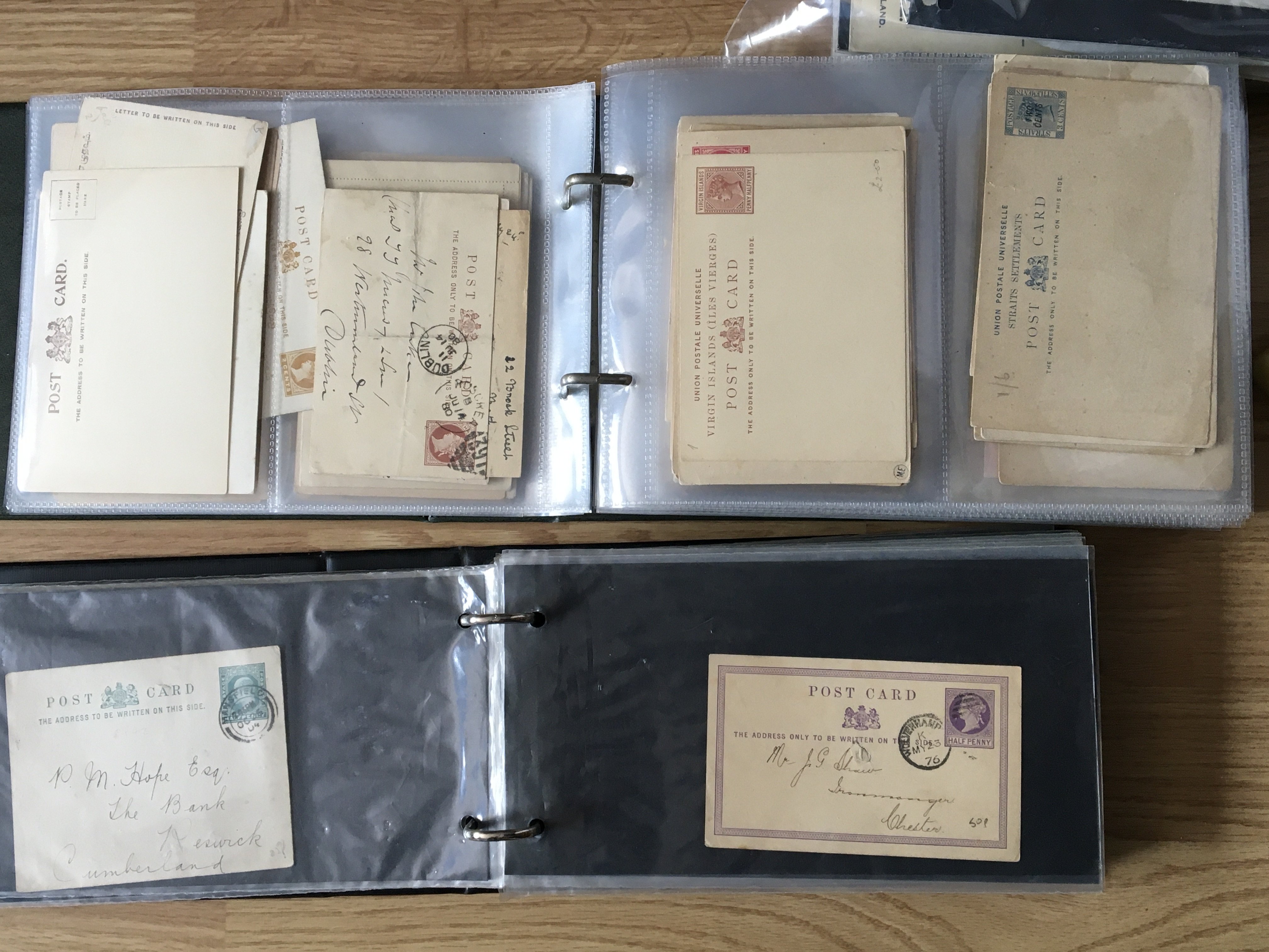Two albums containing Victorian post cards and oth