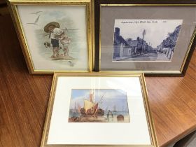 Framed pictures including a vintage photograph of