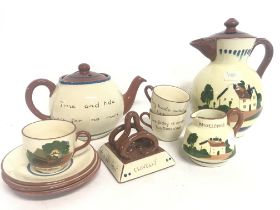 Dartmouth pottery Devon set including cups, jug, t