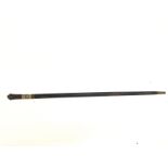 A vintage ebonised Indian sword stick with carved