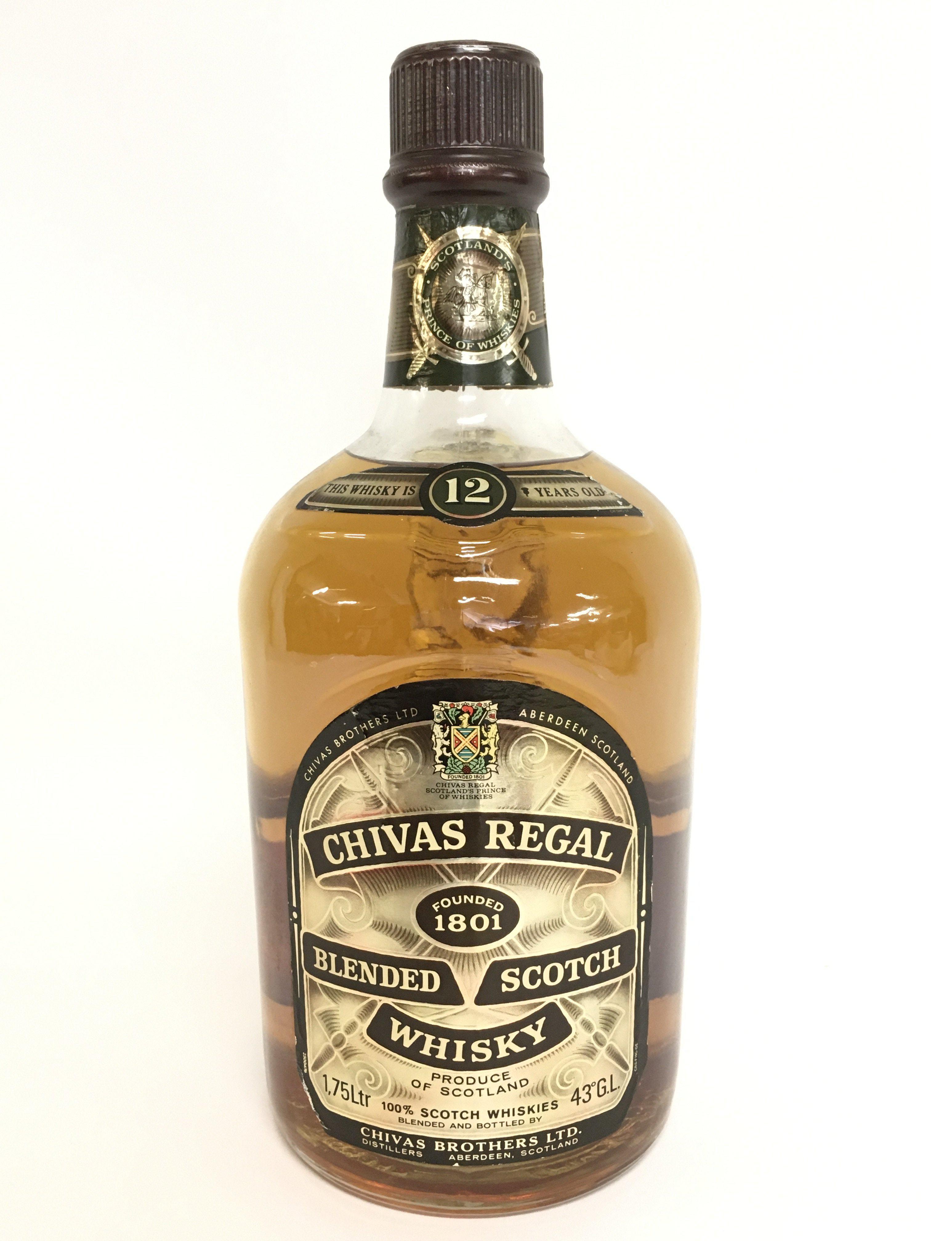 A 12 year old 1.75l bottle of Chivas Regal blended