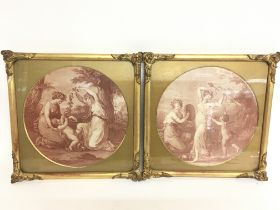 Framed Neo classical prints on silk, frame dimensi