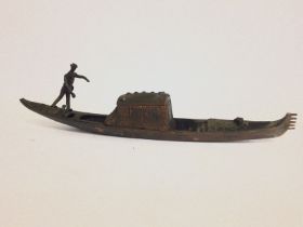 Bronze Italian Gondola with Gondolier. 44cm long P