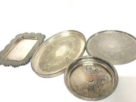 A Collection of silver plated trays, postage categ