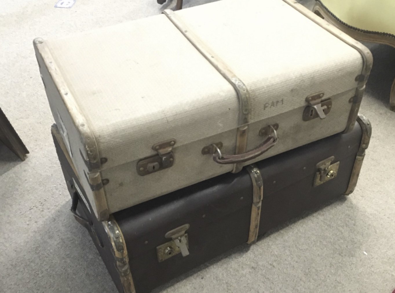 Two Vintage large trunks, dimensions 48x76x32cm & - Image 2 of 3