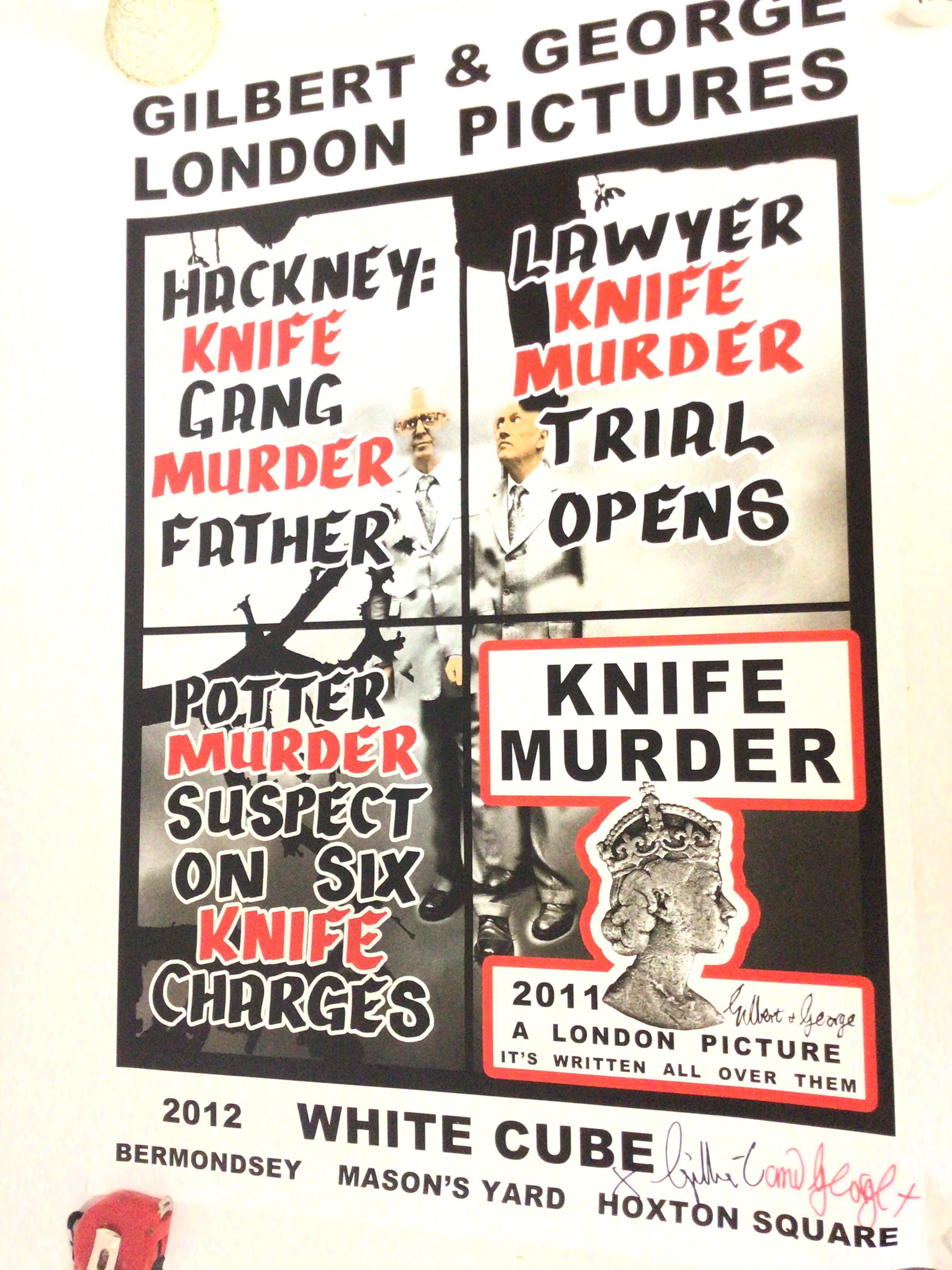 Two Gilbert and George signed poster prints- Knife