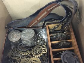 A large collection of horse brasses some original