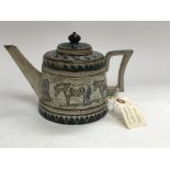 A Royal Doulton Hannah Barlow tea pot decorated wi
