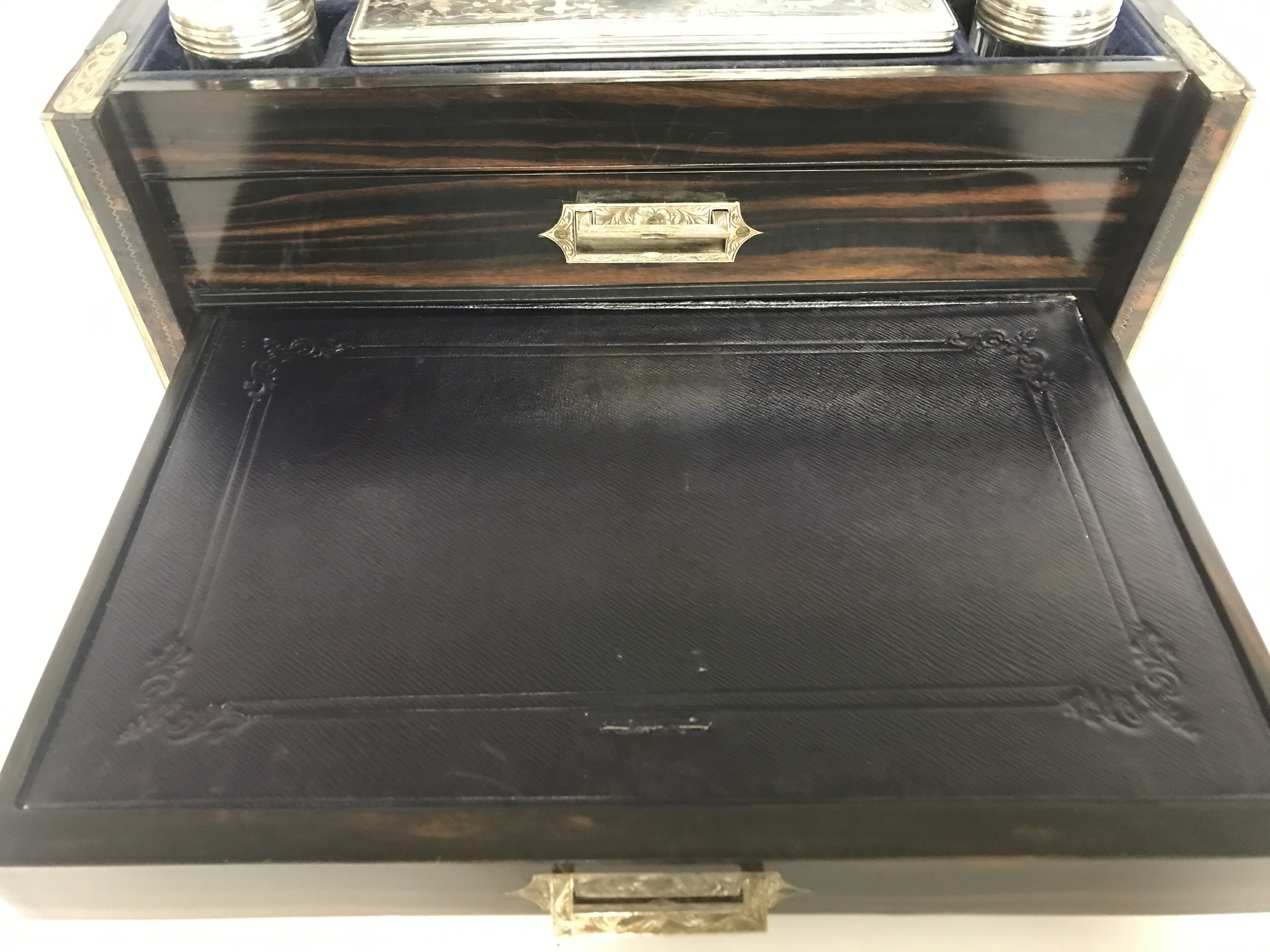 A Victorian Coromandel box fitted with an assortme - Image 3 of 5