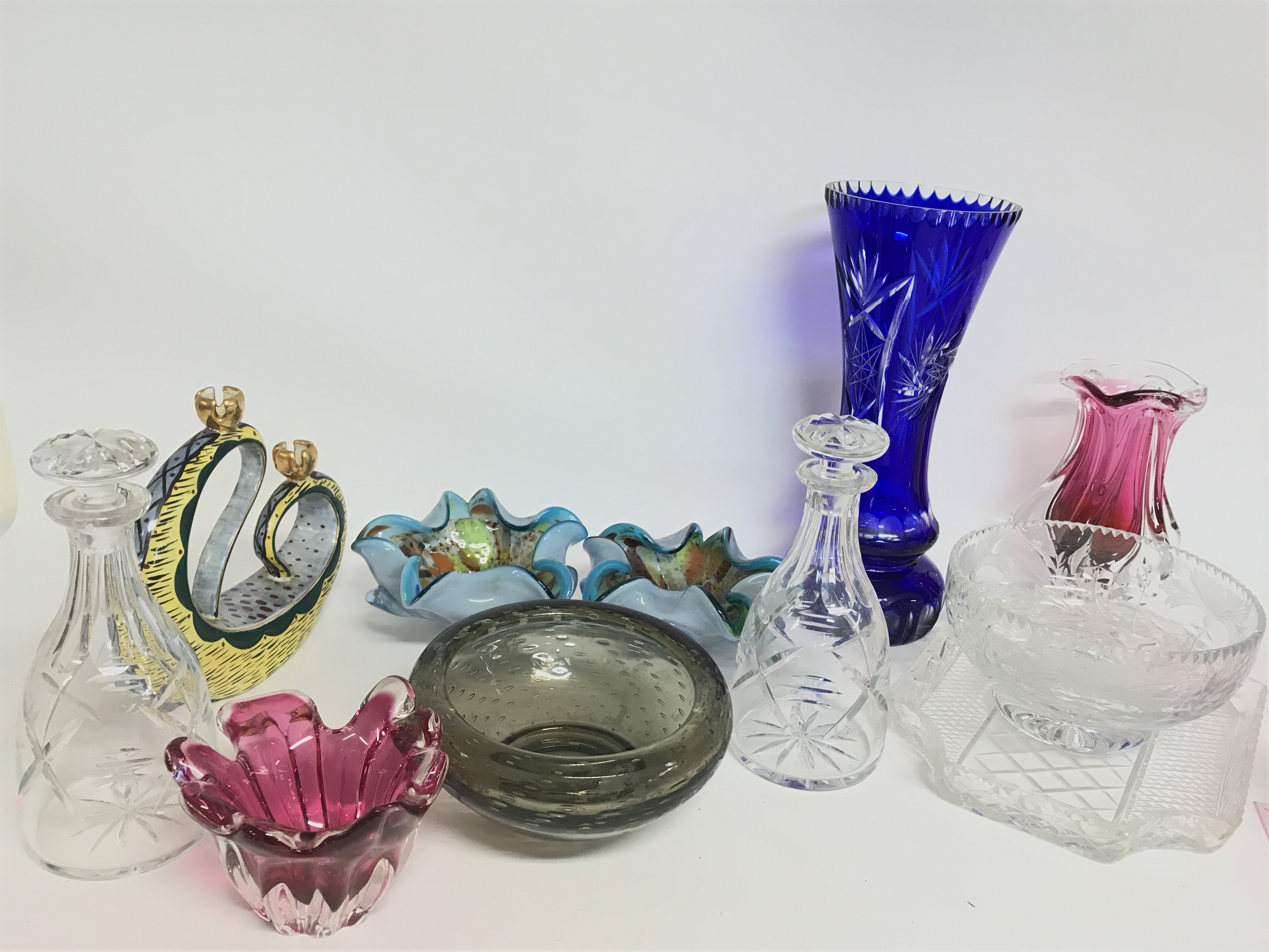 A Collection of glass ware including Murano dishes