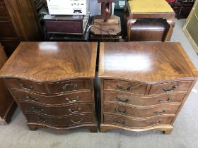 A pair of reproduction mahogany serpentine chests