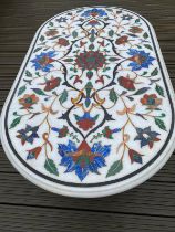 A Large Pietra Dura inlaid marble table top. 110cm