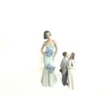 Porcelain figures, Lladro bride and groom figure w