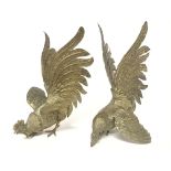 A pair of vintage brass fighting cocks, postage ca