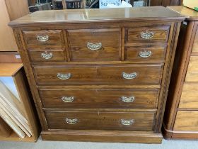 A large French pine chest of drawers, 121cm x 122c