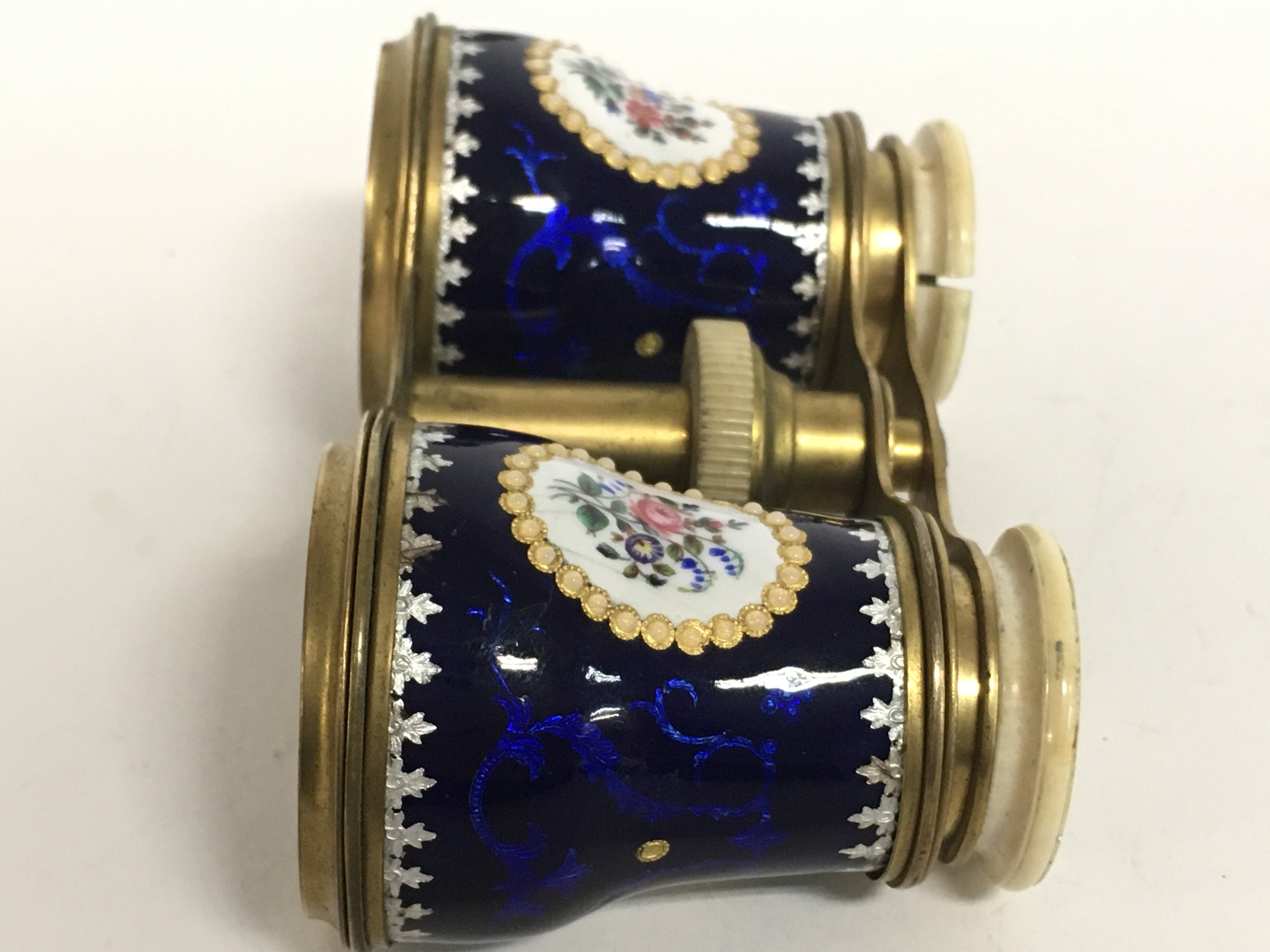 A cased pair of enamel opera glasses. This lot can - Image 3 of 7