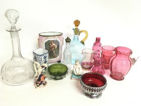 A collection of ceramics including Victorian cranb