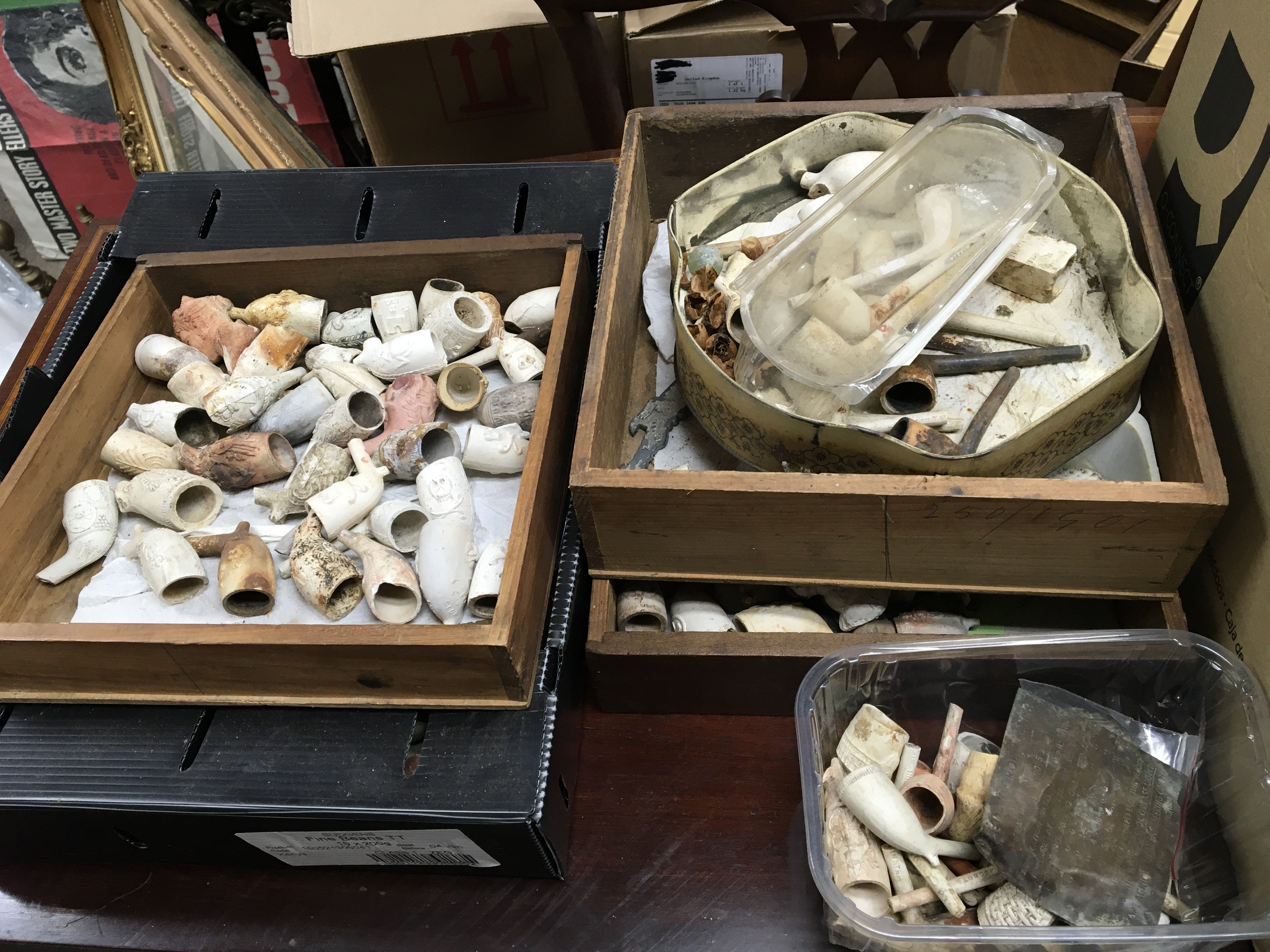 A large collection of antique clay pipe fragments. - Image 2 of 2