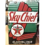 A vintage American enamelled sign for sky chief ga