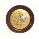 A mother of pearl Japanese eagle shibyama panel in