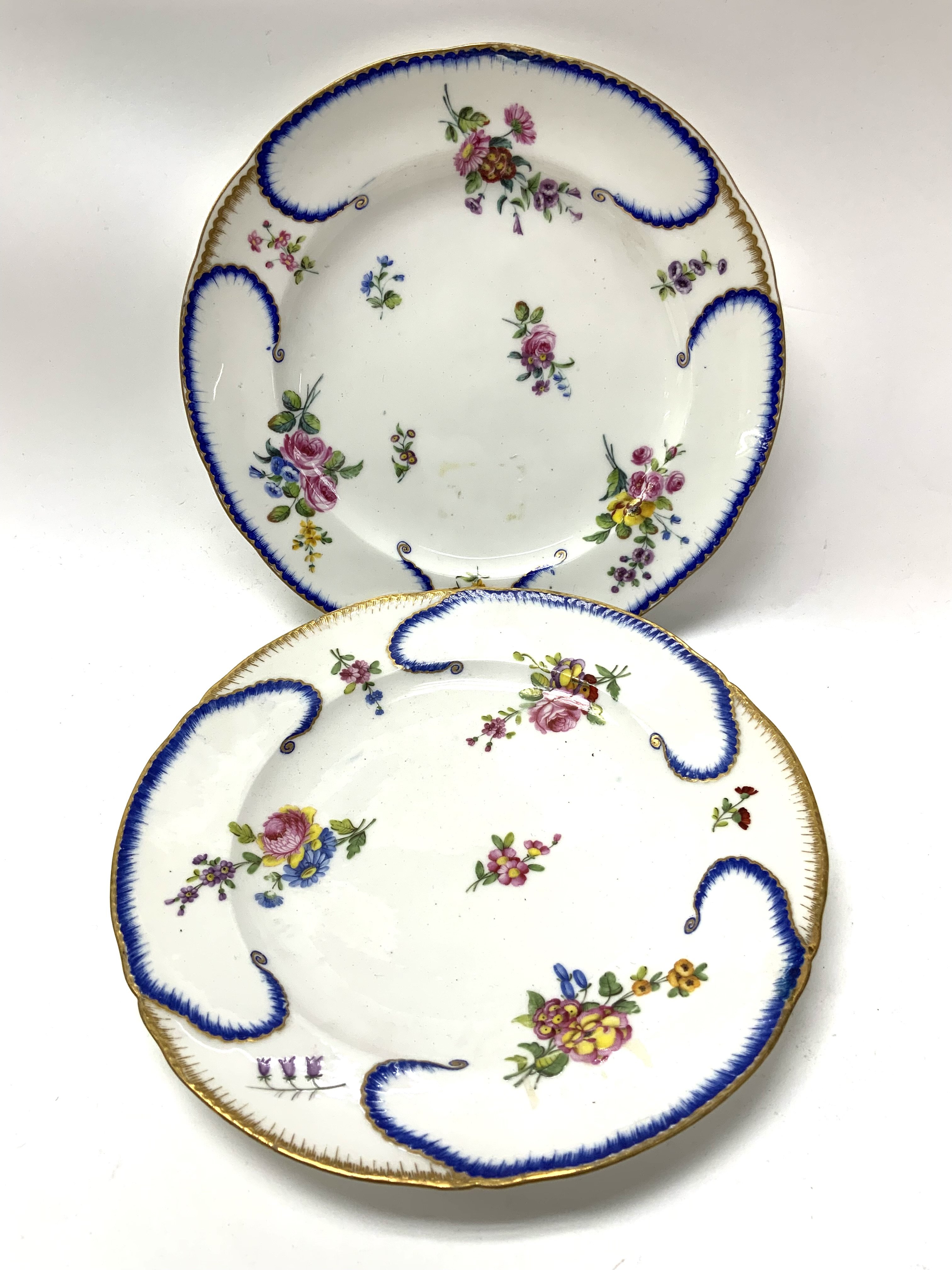 Two variations Soft-Paste SÃ¨vres Porcelain plates