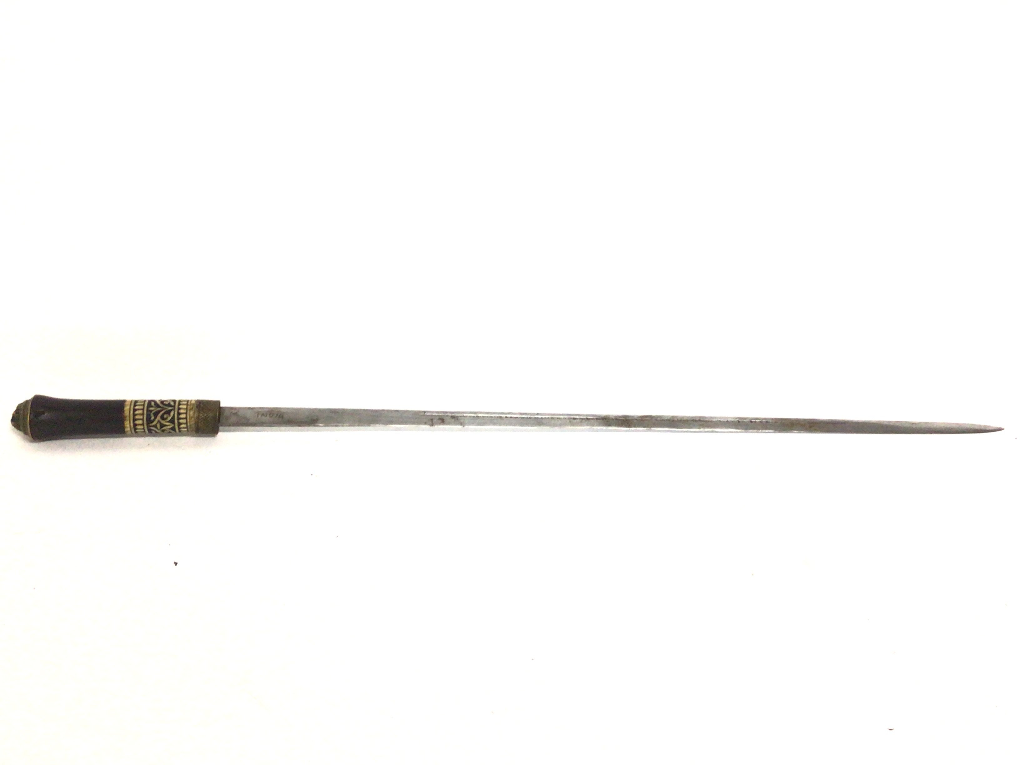 A vintage ebonised Indian sword stick with carved - Image 2 of 3