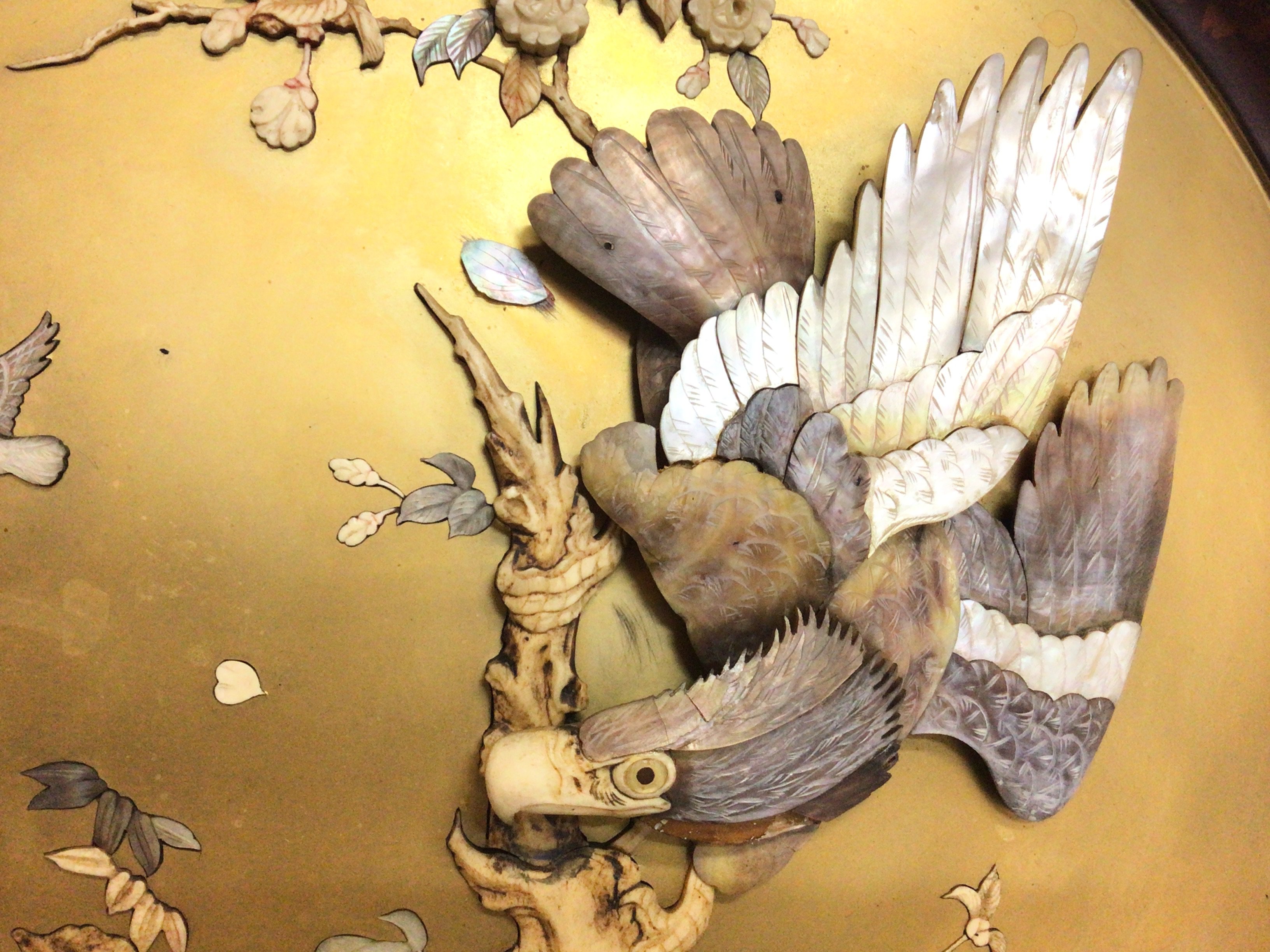 A mother of pearl Japanese eagle shibyama panel in - Image 2 of 2