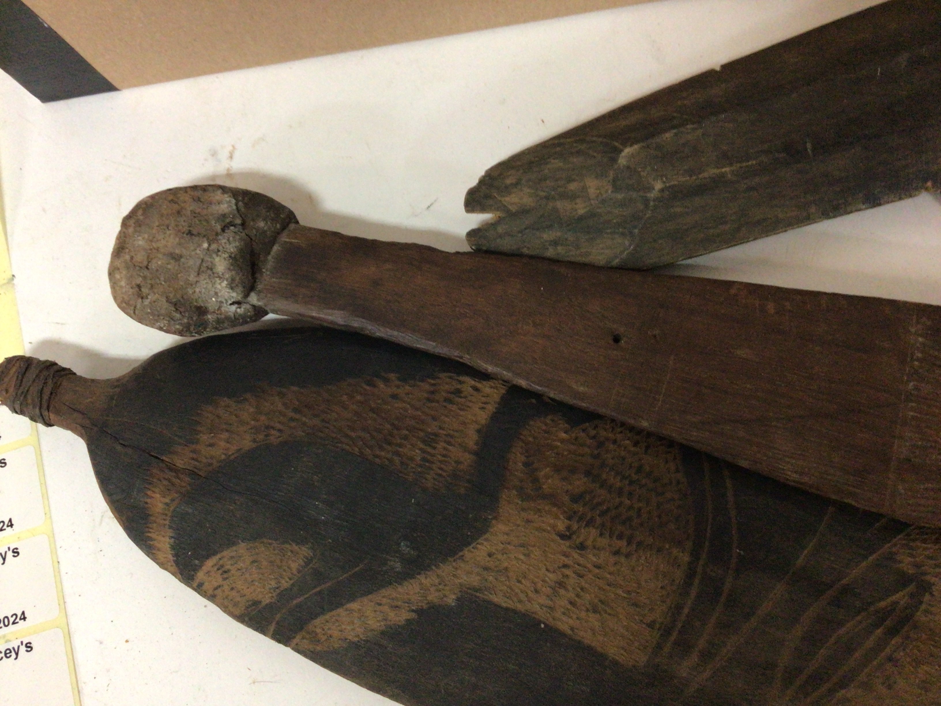 Two MÄori antique possible Patu war clubs and boo - Image 6 of 6