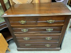 An Edwardian walnut 5 drawer chest. 102cm x 102cm