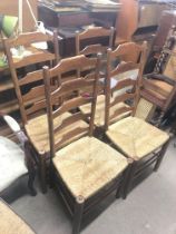 Four 19th century ladder back dining chairs w