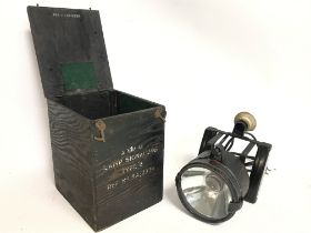 A cased WW2 RAF Morse code signalling lamp type B.