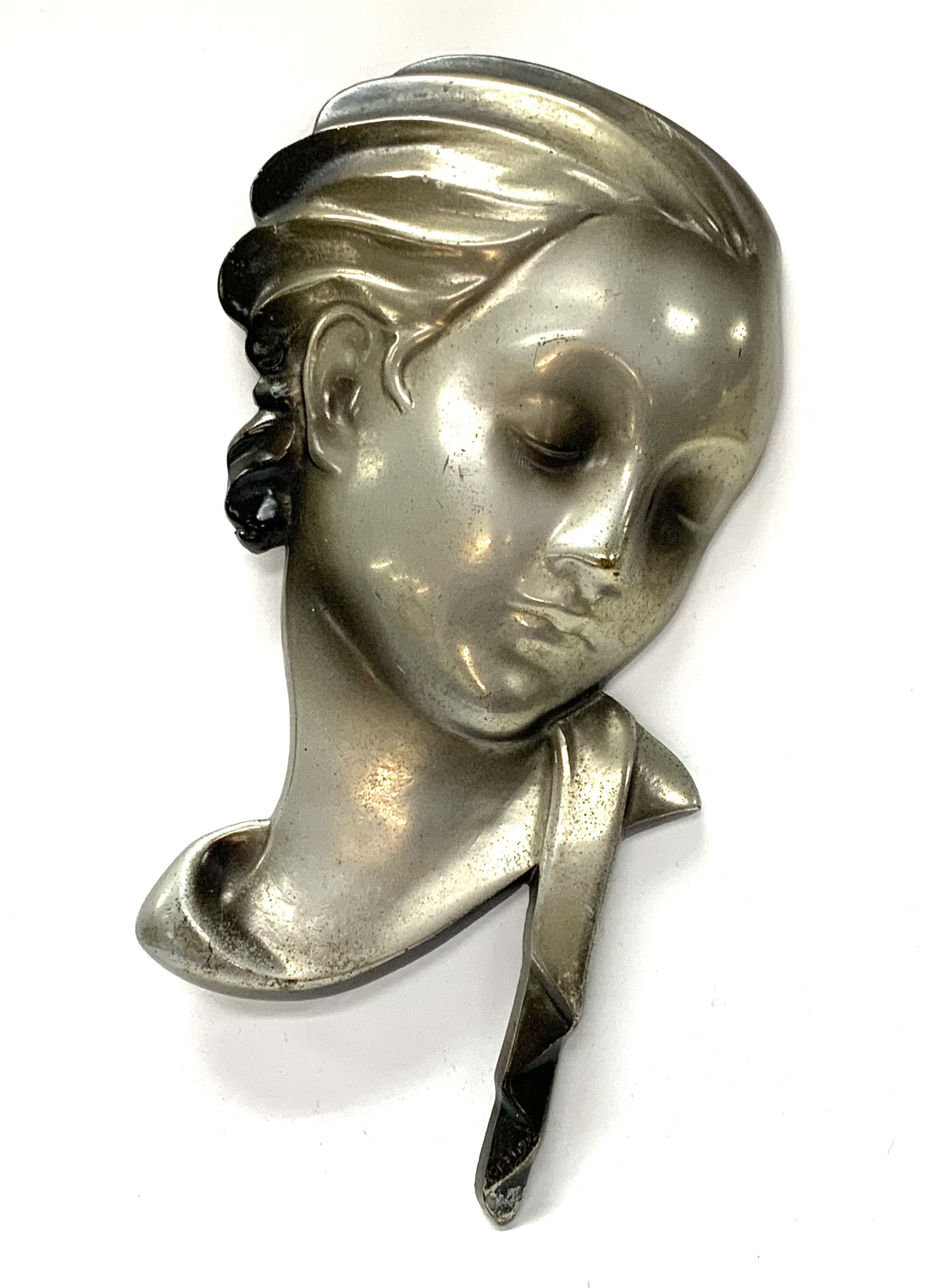 Austrian cold painted enamel bronze head wall mask