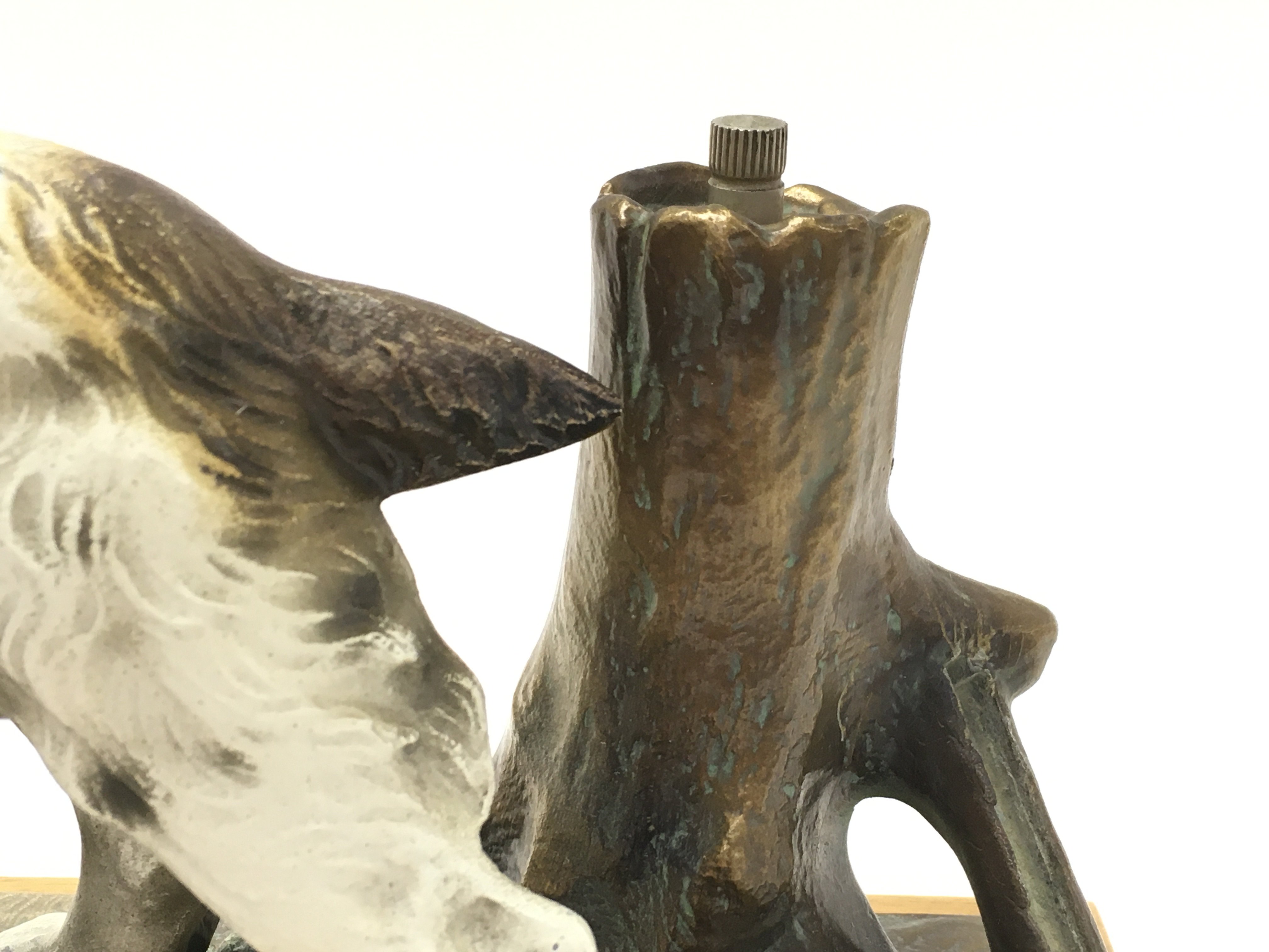 A cold painted dog & pheasant table lighter, posta - Bild 3 aus 3