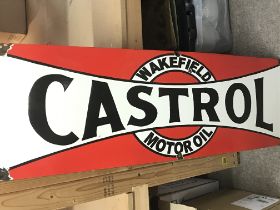 An enamelled oil sign for Wakefield Castrol motor