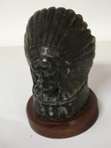 A cast bronze car Mascot in the form of an Indian