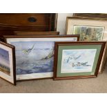 3 pencil signed prints each of Spitfires in air co