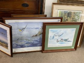 3 pencil signed prints each of Spitfires in air co