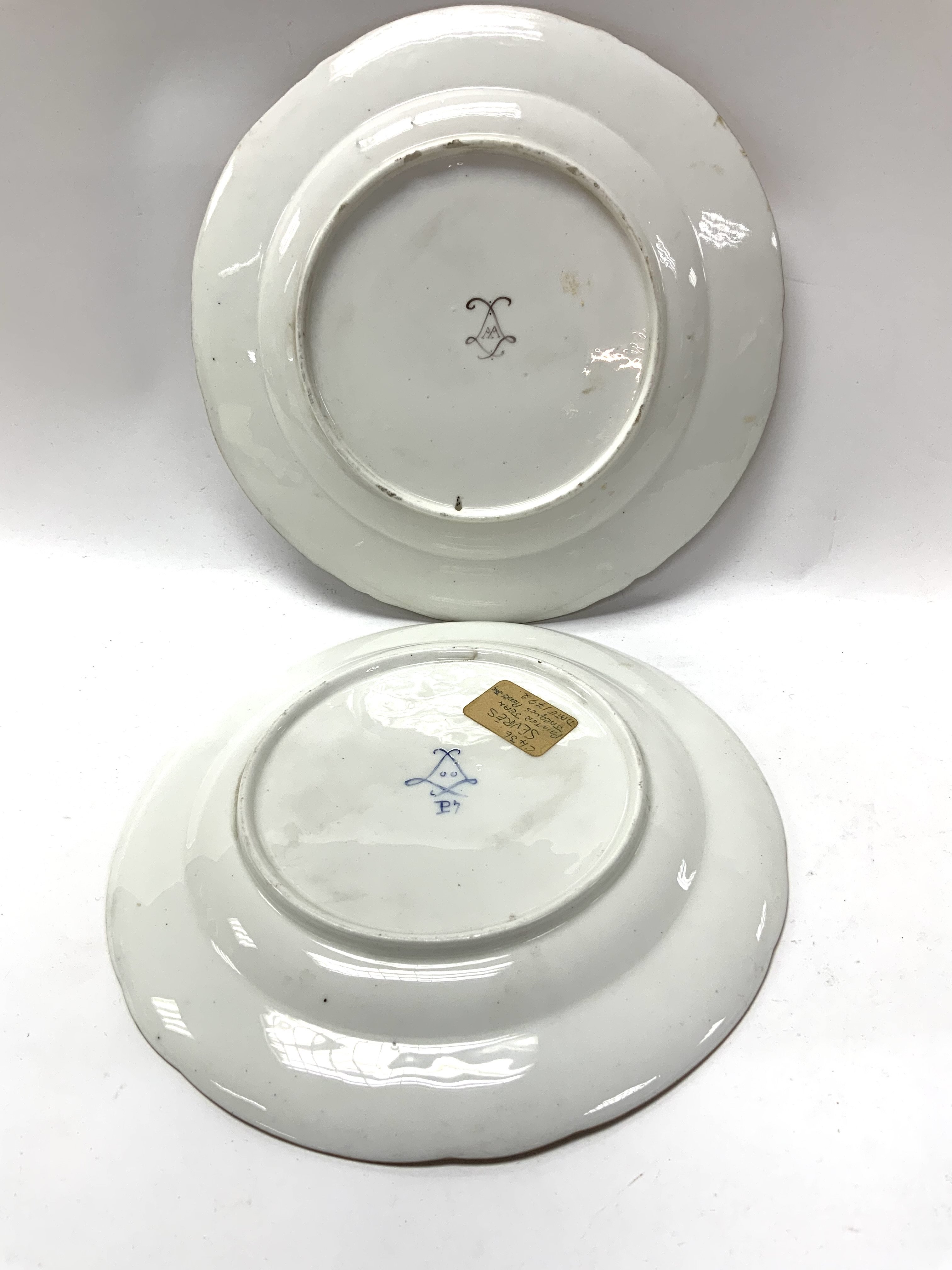 Two variations Soft-Paste SÃ¨vres Porcelain plates - Image 2 of 2