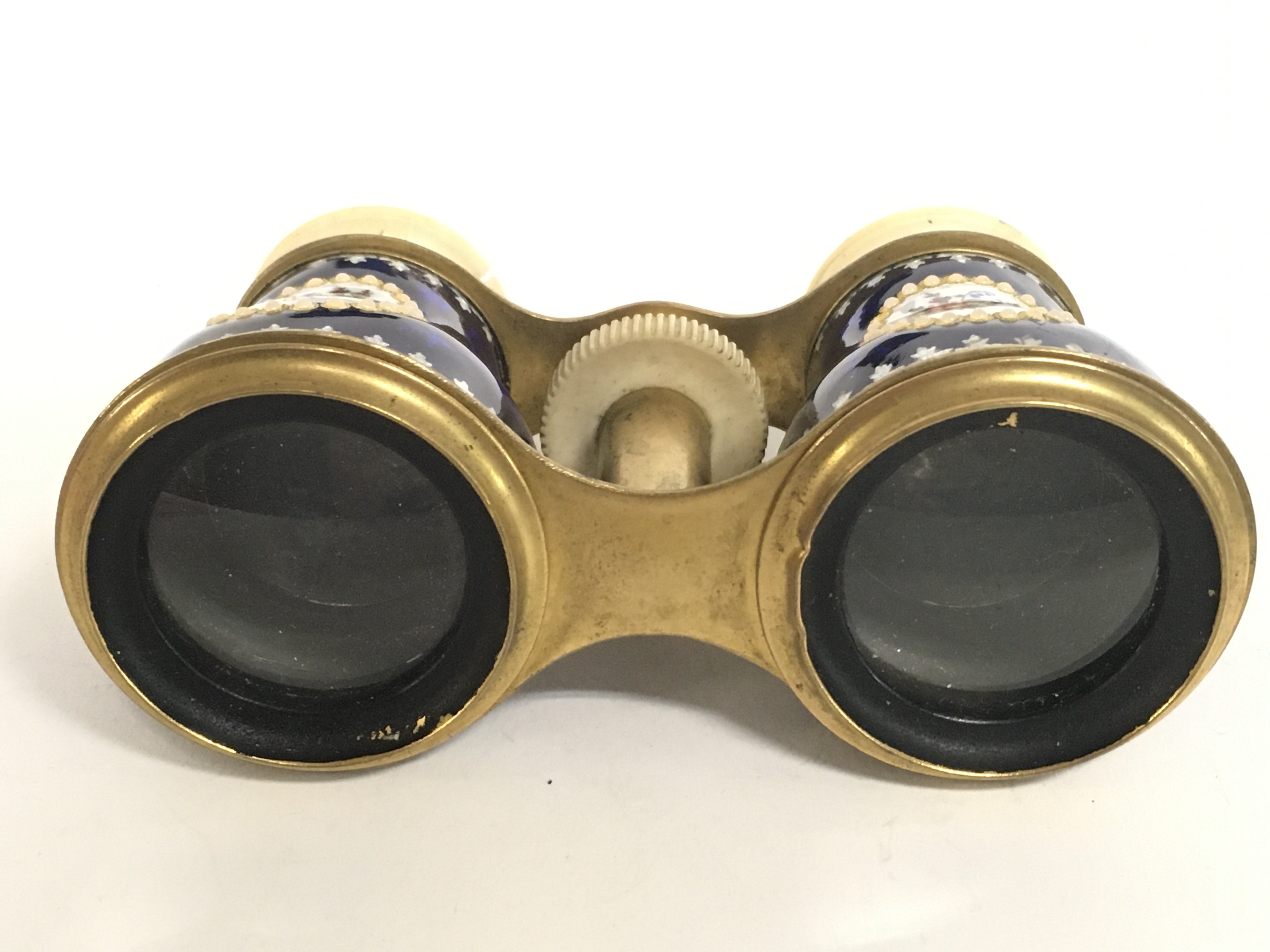 A cased pair of enamel opera glasses. This lot can - Image 2 of 7