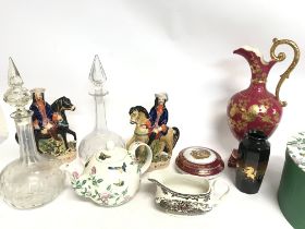 A Collection of ceramics including Royal Staffordshire figures, Mycotts Country life gravy boat,