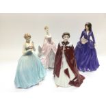 Four figures of ladies comprising Coalport and Roy