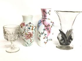 A collection of ceramics including hand painted va