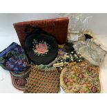 A selection of vintage bags and vintage beaded jew