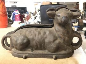 A Victorian iron lamb chocolate mould. This item c