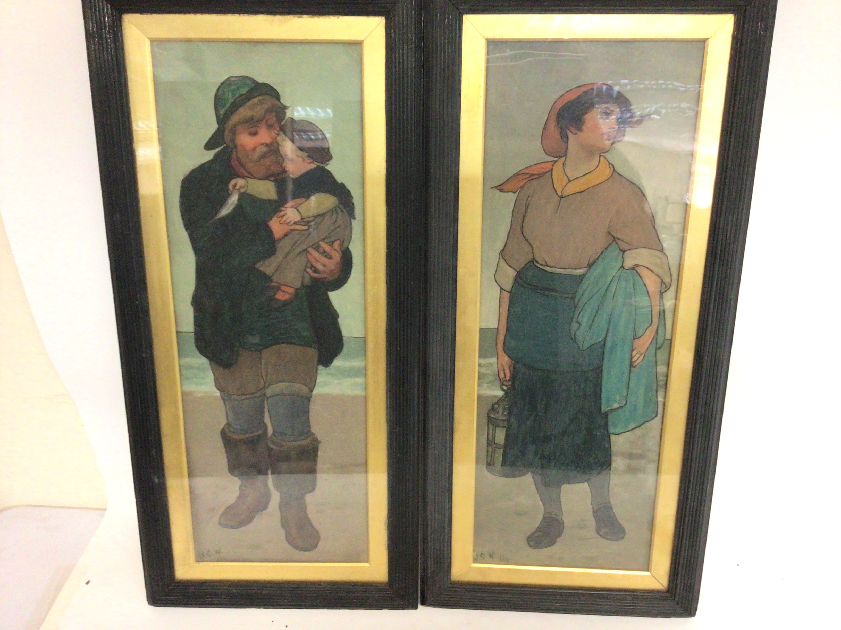 Framed watercolours by John Dawson Watson- a lante