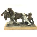 A cold painted dog & pheasant table lighter, posta