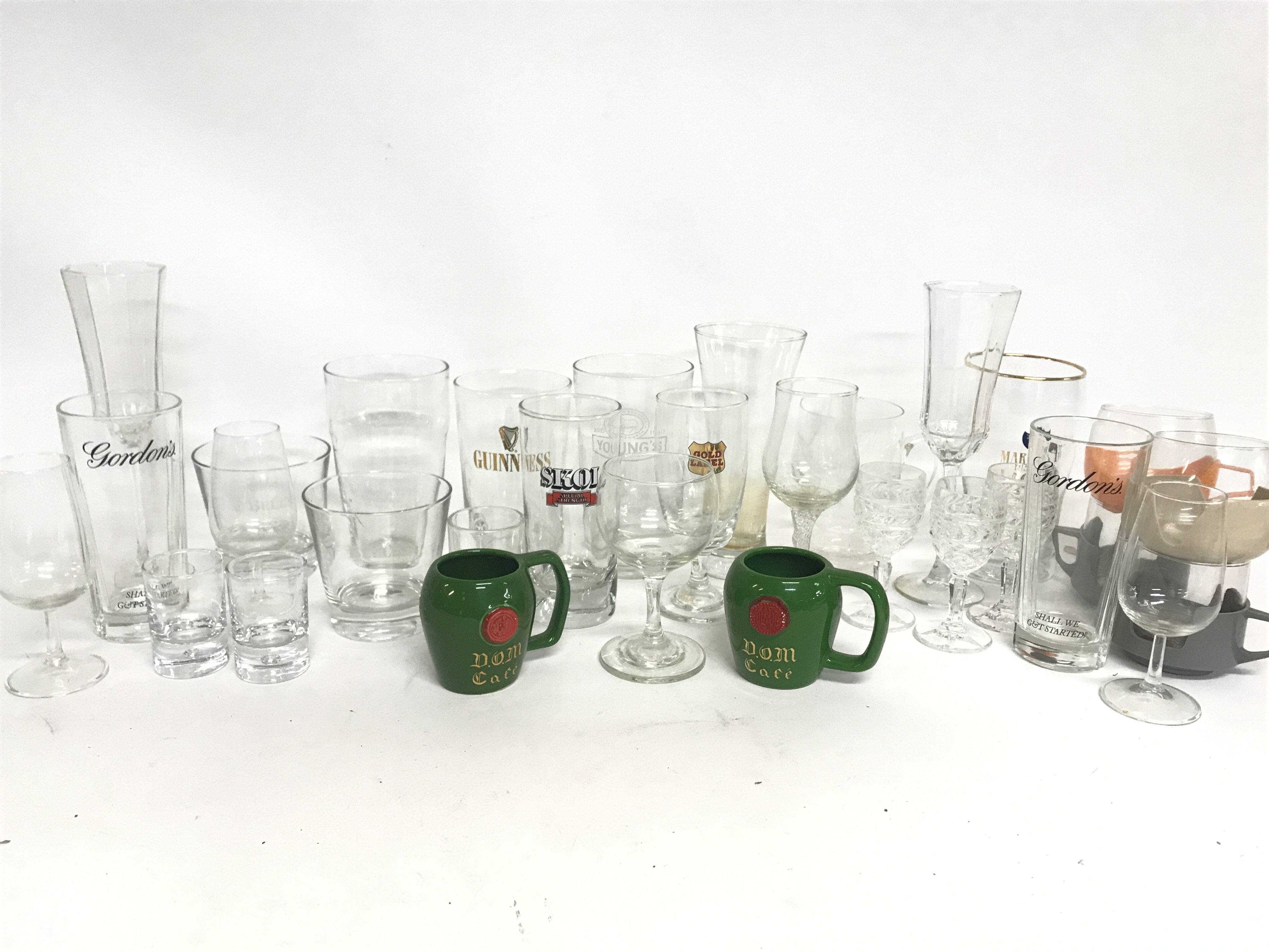 A Collection of vintage drinking glasses including